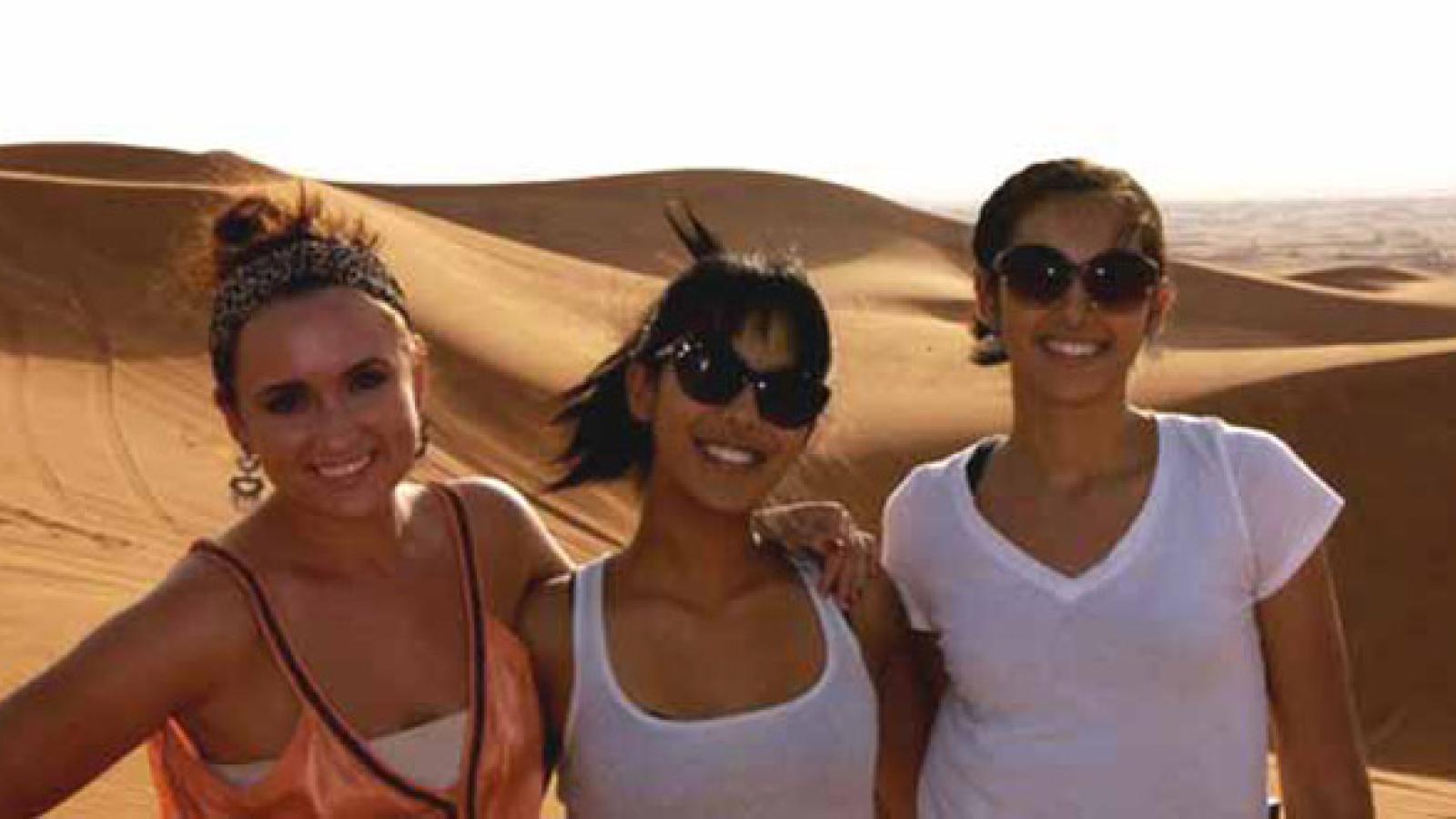 Anya Ursu and friends in the desert near Dubai.