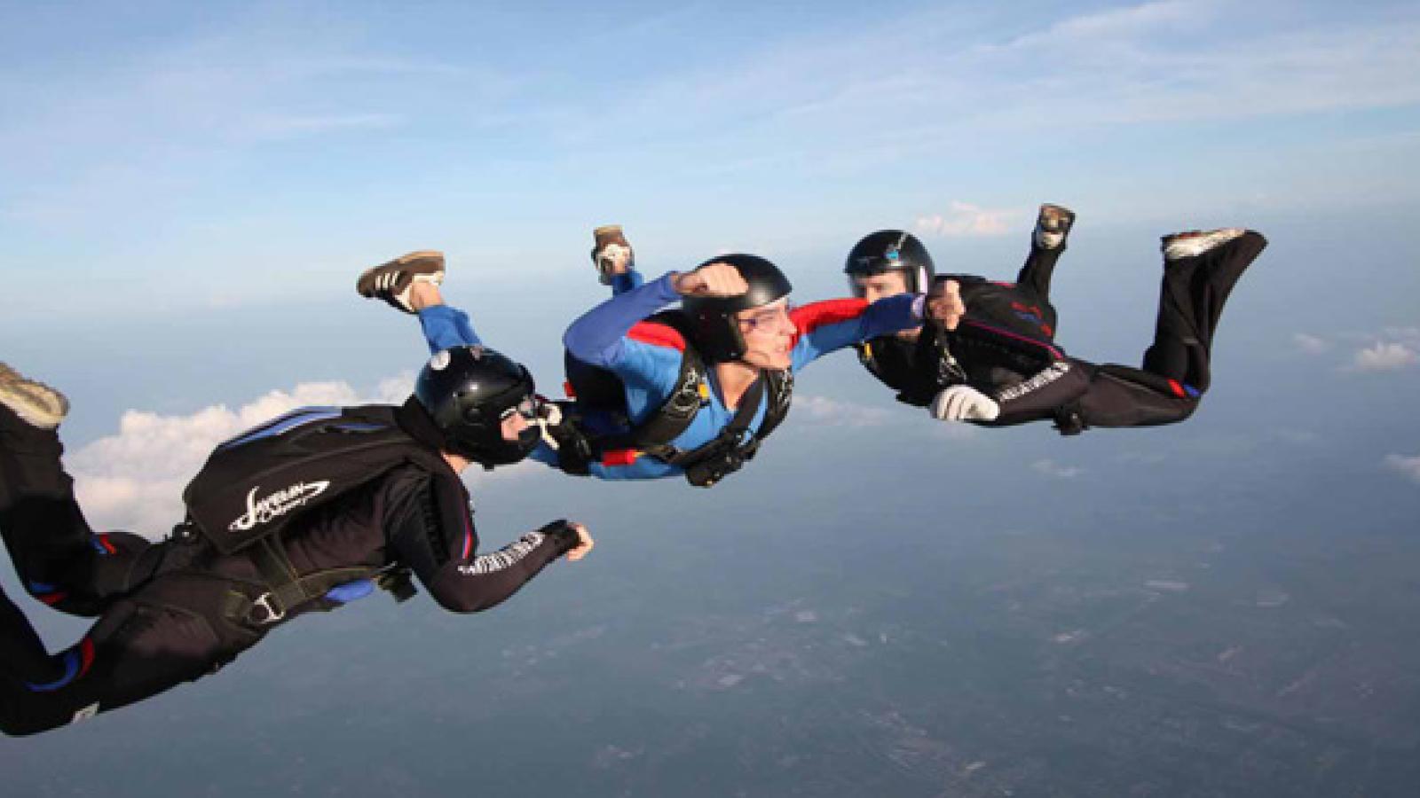 Justin Bliss skydiving.