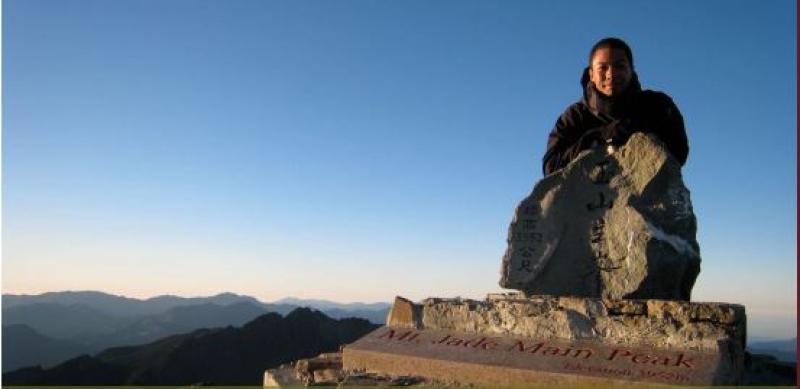 David Young on the summit of Jade Mountain, Taiwan. David Young on the summit of Jade Mountain, Taiwan.