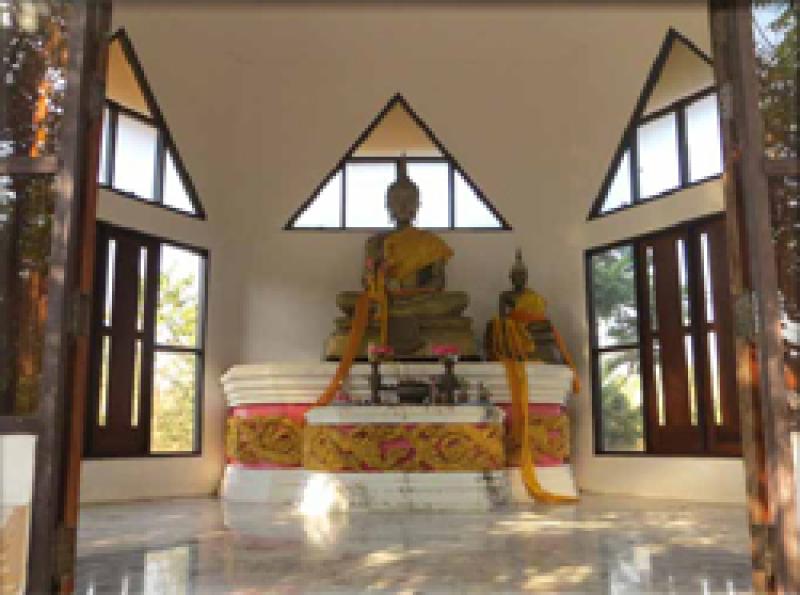 Inside a local Buddhist Shrine near Nong Khai, Thailand.