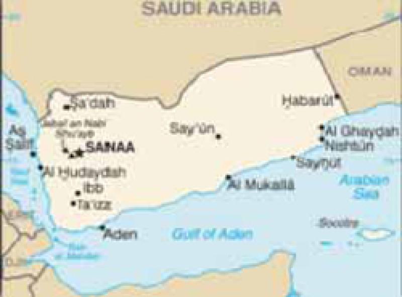 Map of the location of Yemen.