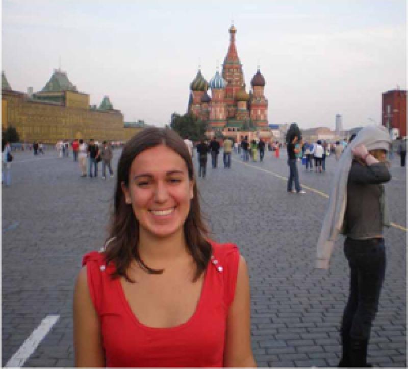 Eileen Kunkler in Red Square while interning at the U.S. Embassy in Moscow, Russia.