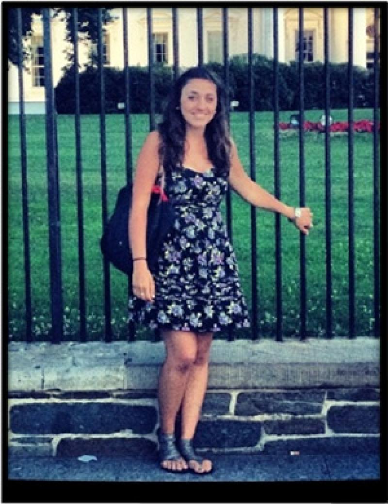 Alexandra Constantinou in front of the White House.