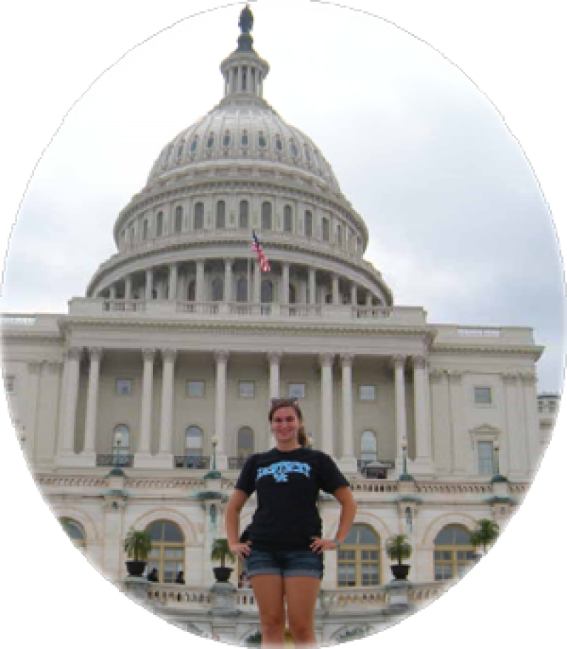 Allison Bujtas in front of the Capitol Building.