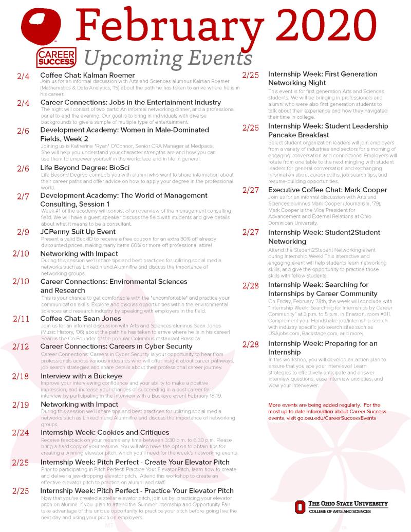 February 2020 Career Events