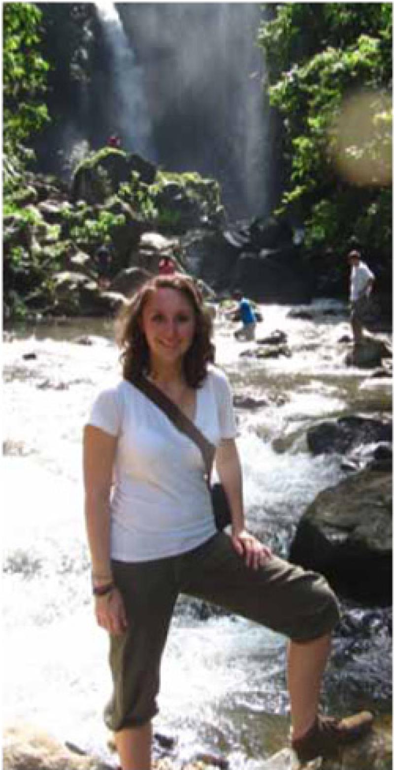 Katherine Voldrich stands in a river in Tanzania. Katherine Voldrich stands in a river in Tanzania.