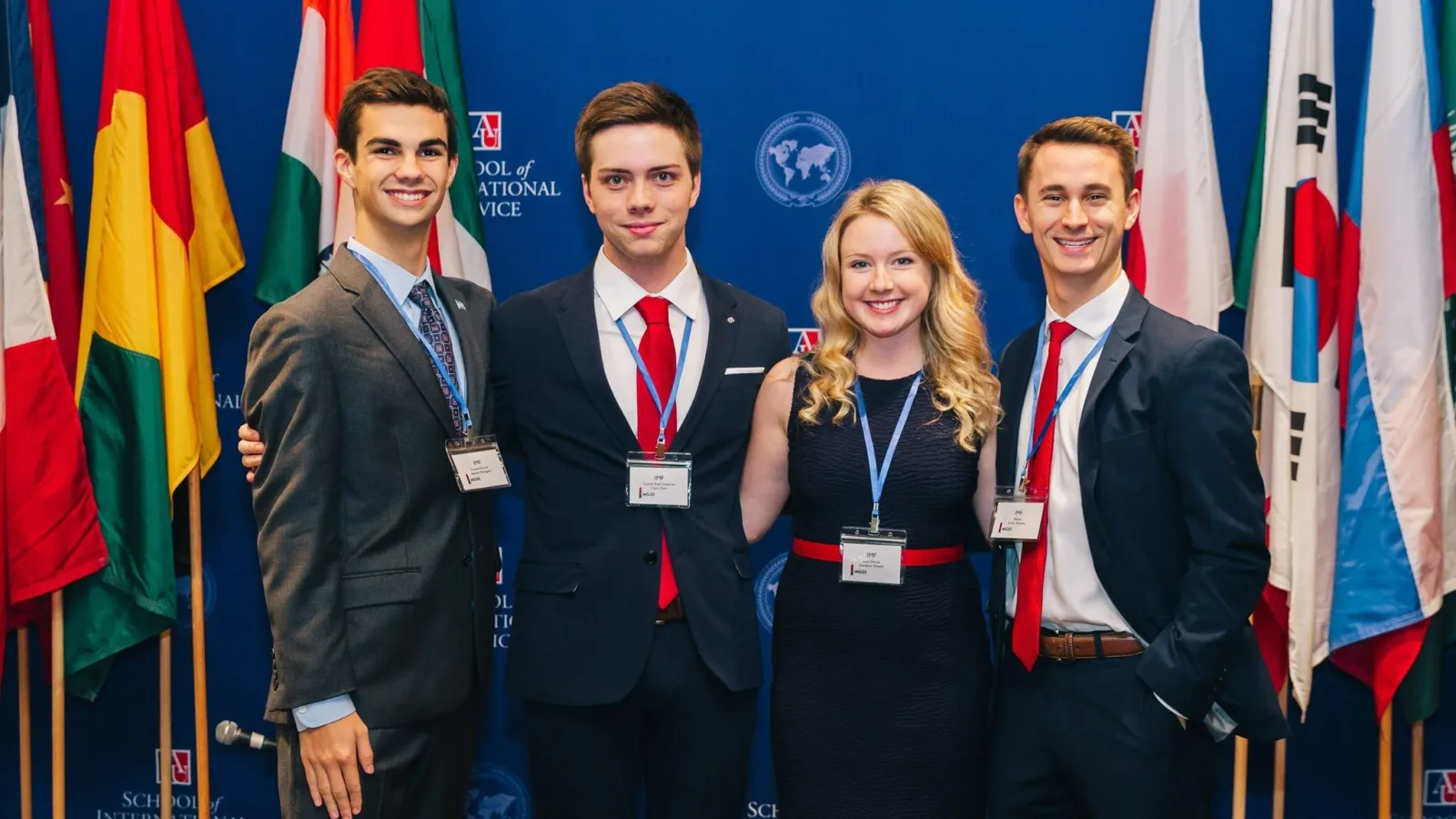 An image of Christine Oswald at the Model G20 Summit, hosted by American University's School of International Service.