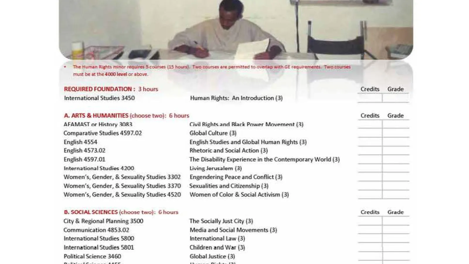 An image of the Human Rights Minor flyer.