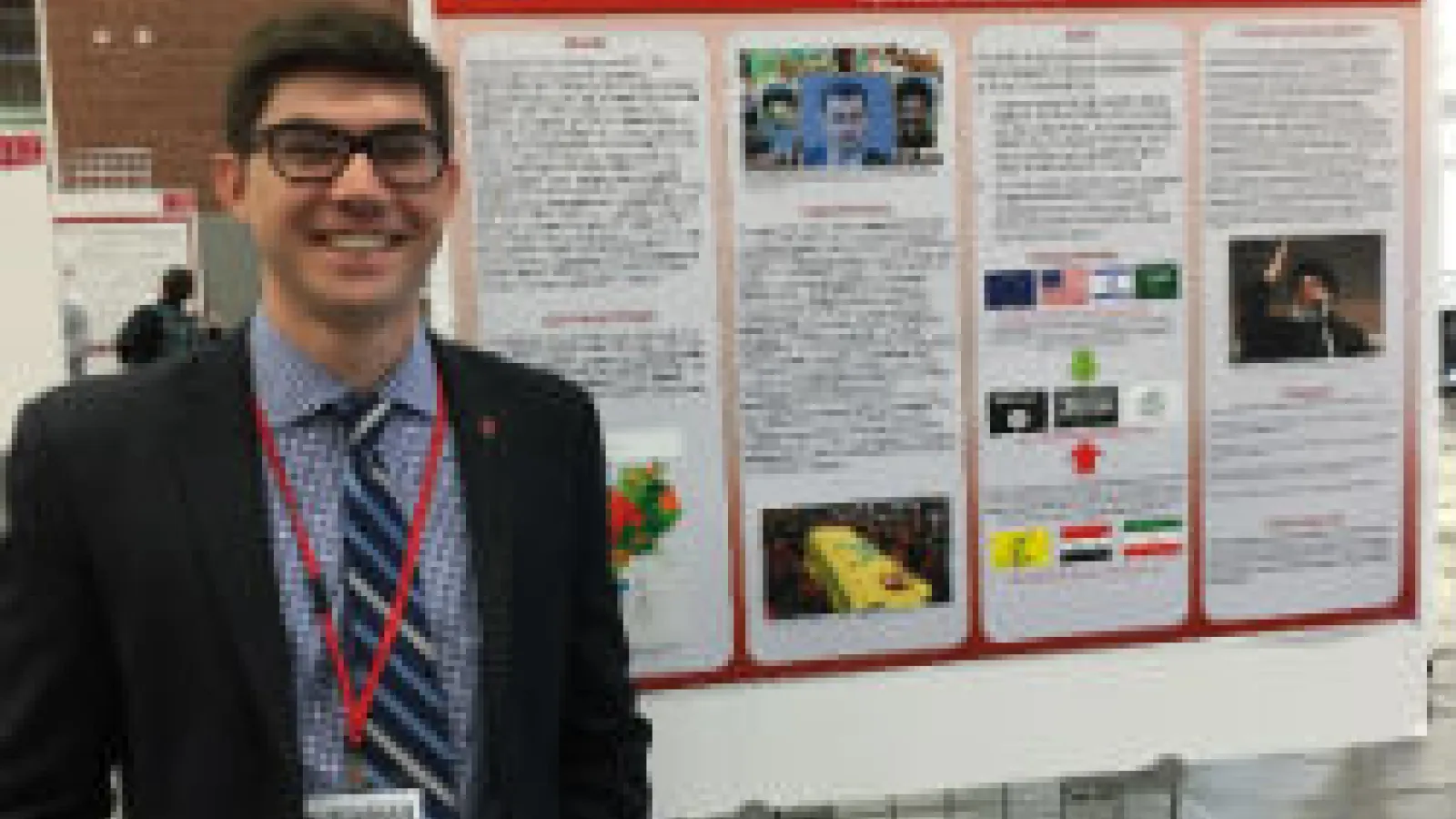 An image of Maxwell Scurlock presenting research at the Denman Undergraduate Research Forum.