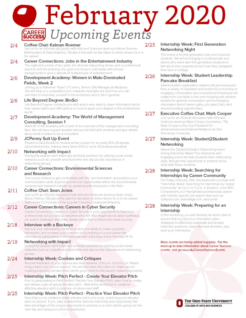February 2020 Career Events