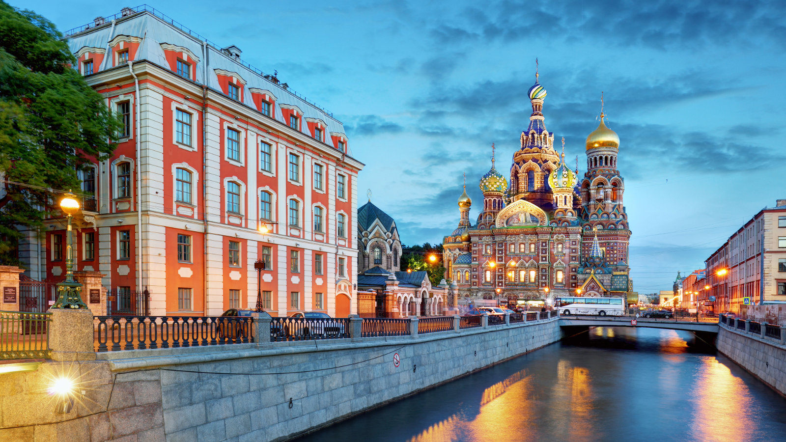 The Church of Spilled Blood at dusk in St. Petersburg, Russia