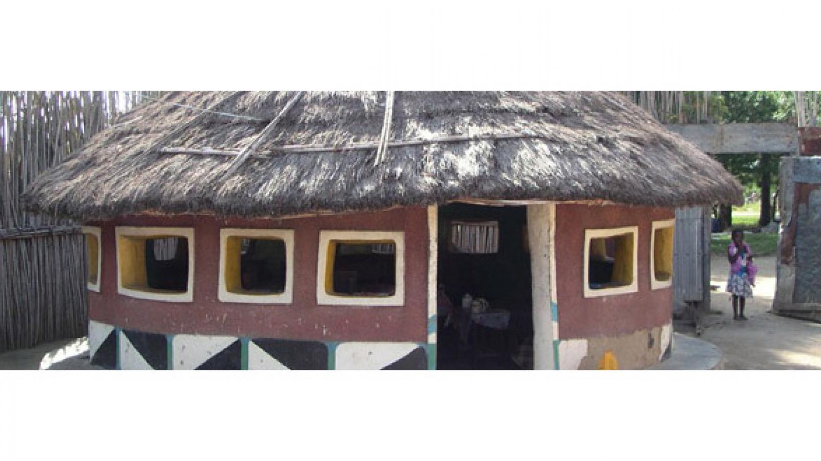 A decorative hut in a small village.