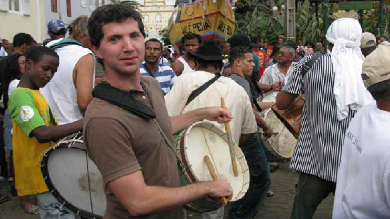 Nelson Carson participating in a local celebration while a Peace Corps volunteer in Cape Verde.