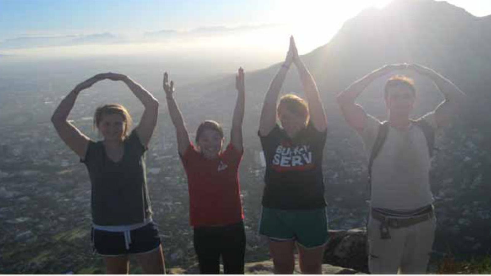 Students signing O-H-I-O in South Africa.