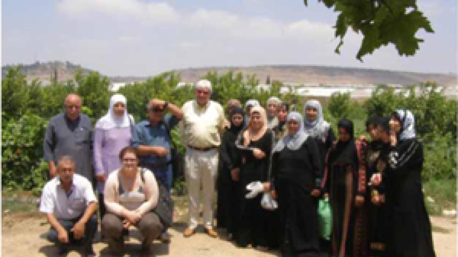 Lauren Presler with locals in Jerusalem.