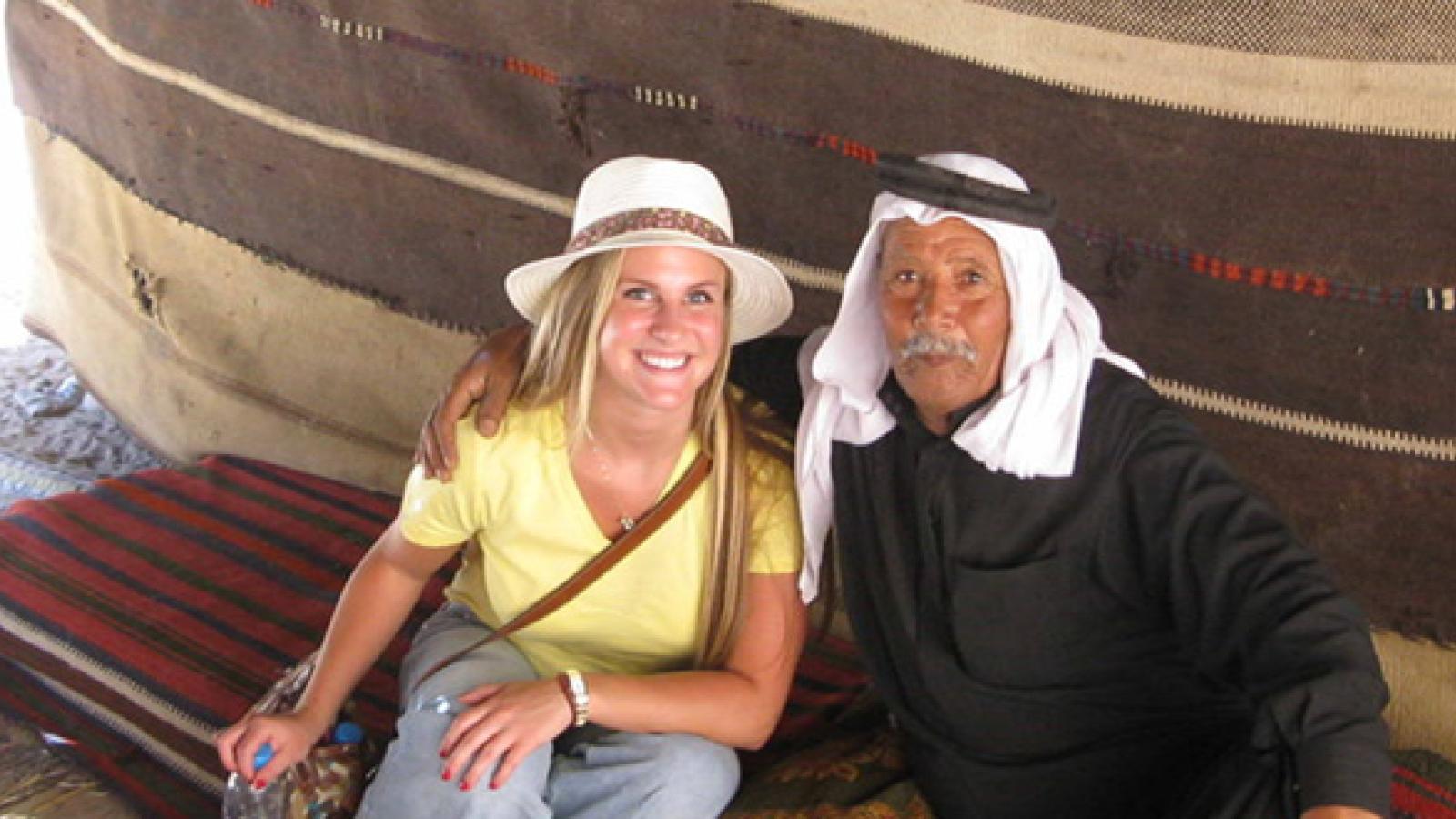 Stephanie Sobek with Sheikh Abu Jibraayil of the Al-Amareen tribe in Jordan.